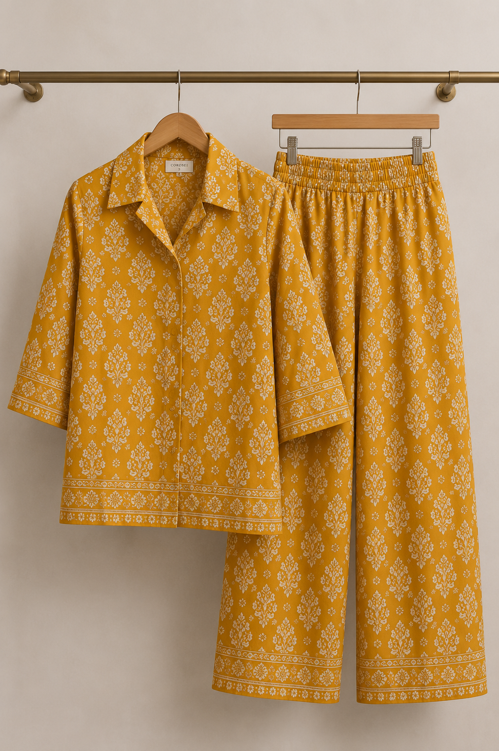 Mustard Lotus Cotton Co-Ord Set for Women