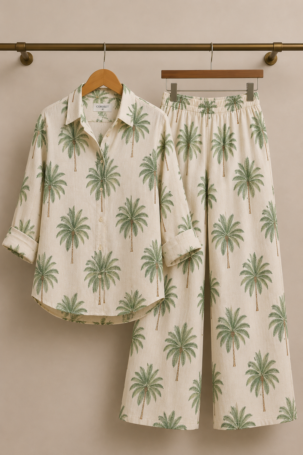 Palm Paradise Tropical Print Cotton Linen Co-Ord Set
