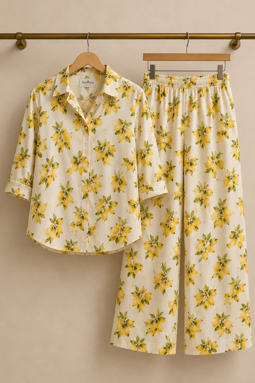 Lemon Grove Citrus Print Cotton Linen Co-Ord Set
