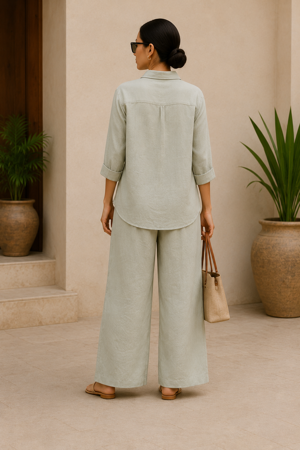 LIGHT SAGE Premium Linen Co-Ord Set for Women