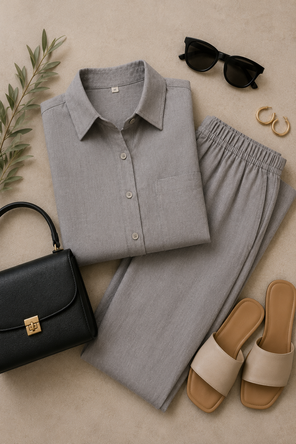 ASH GREY Premium Linen Co-Ord Set for Women