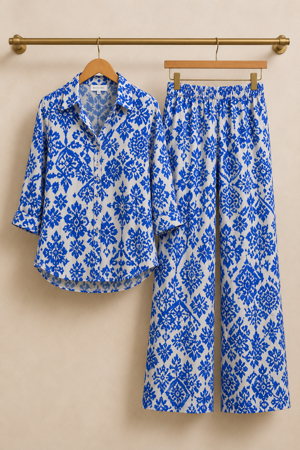 Blue Tile Tales Coastal Print Cotton Linen Co-Ord Set