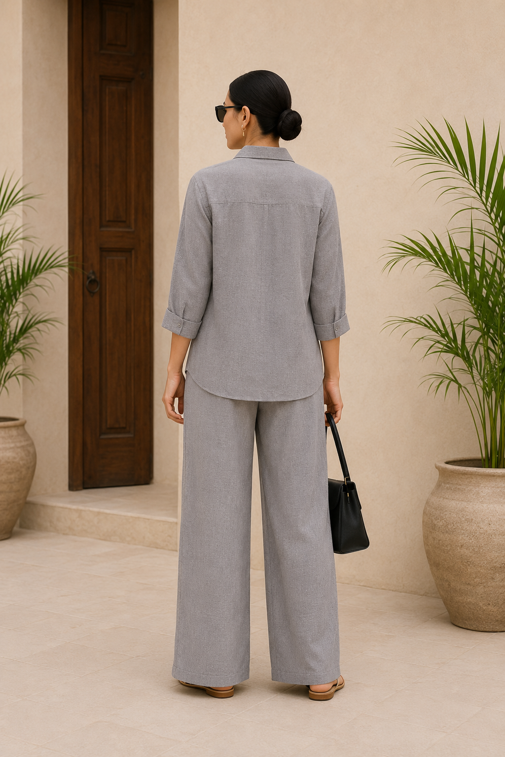 ASH GREY Premium Linen Co-Ord Set for Women