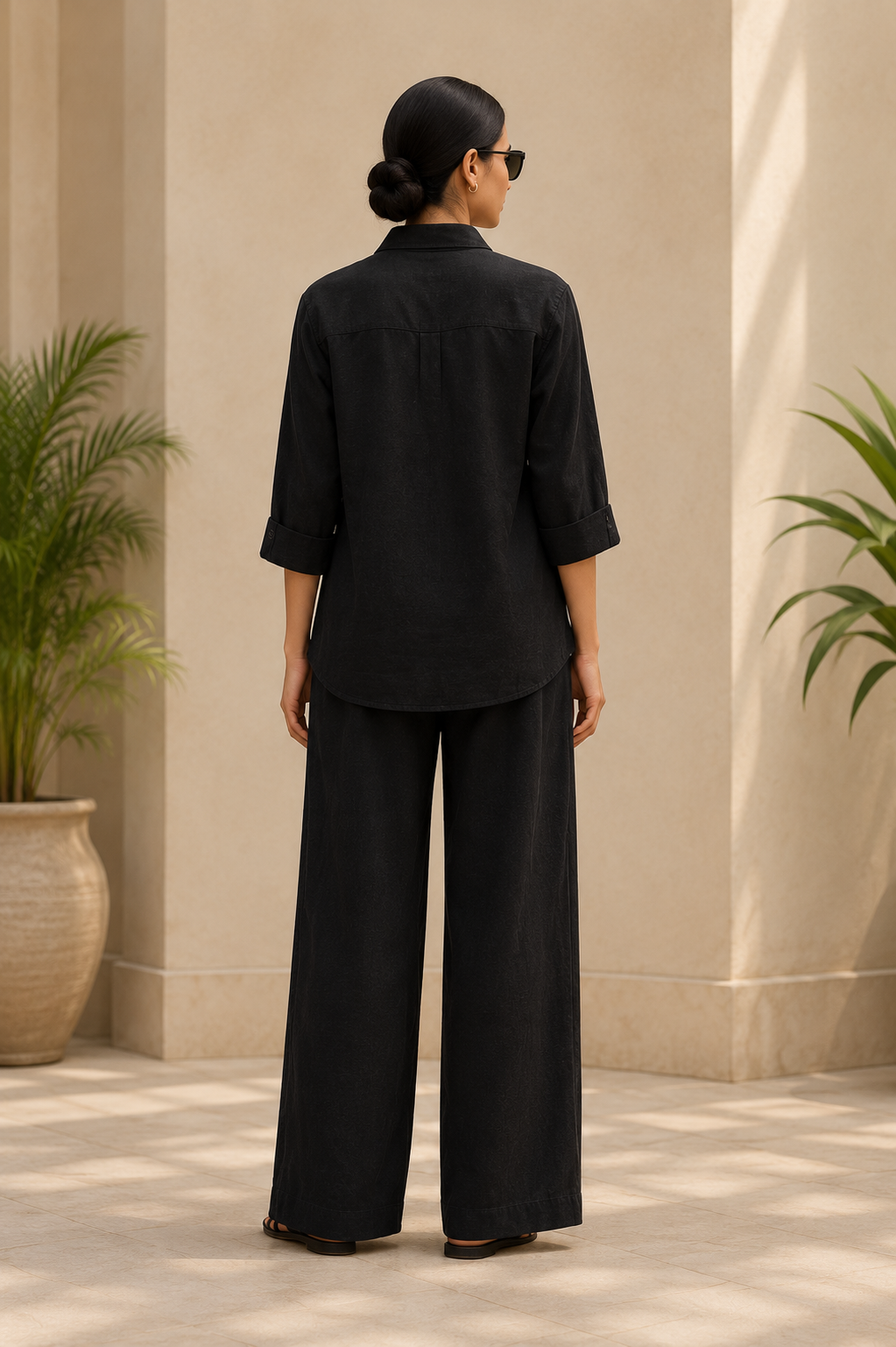 JET BLACK Premium Linen Co-Ord Set for Women