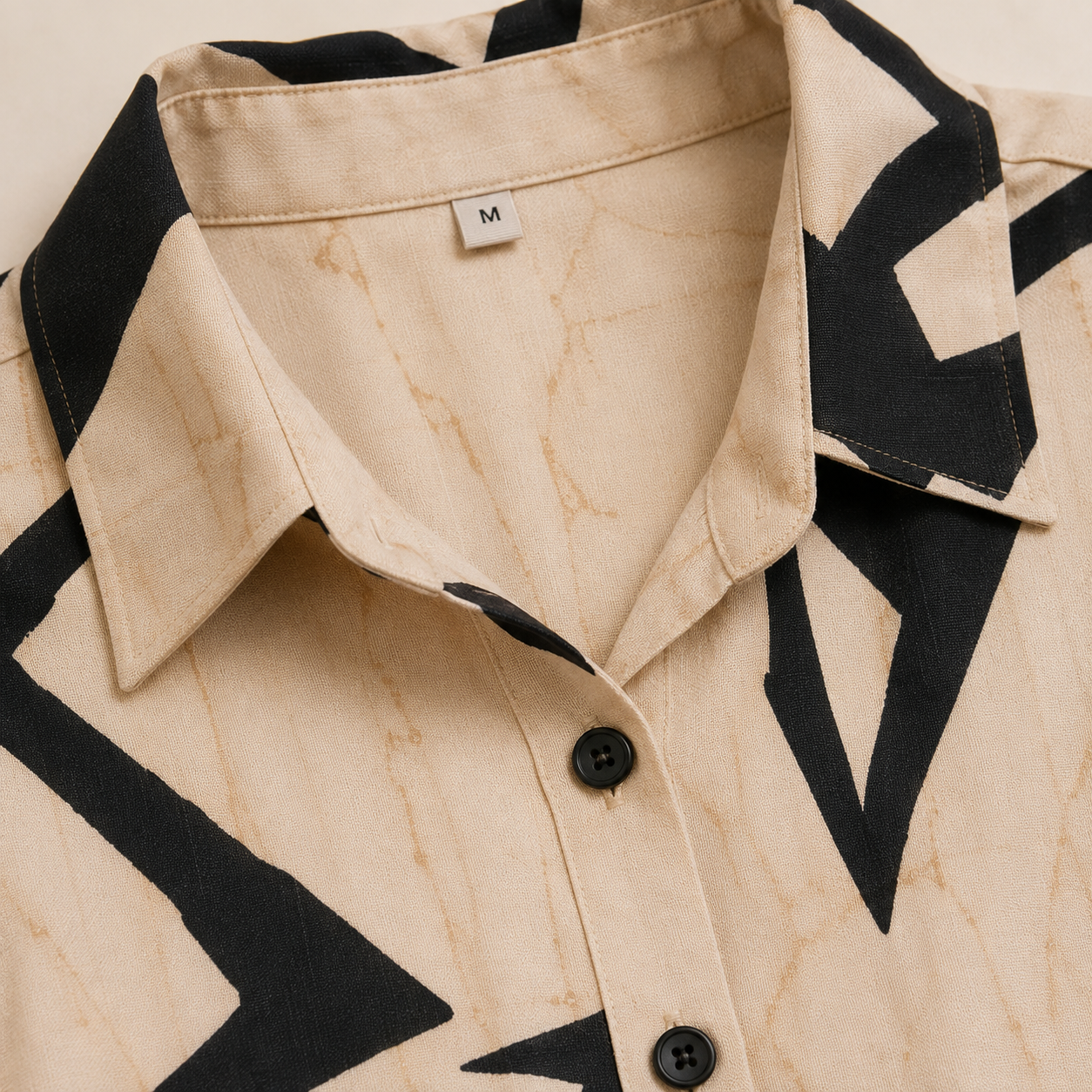 Ivory Geo Abstract Cotton Linen Co-Ord Set for Women |