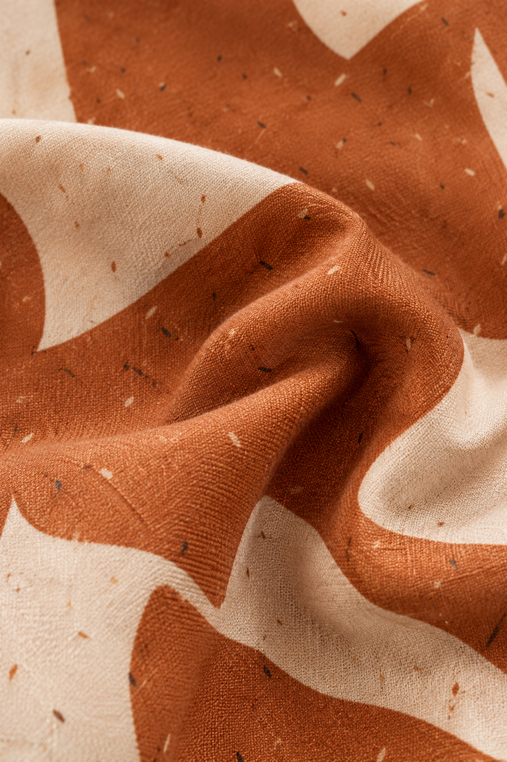 Terracotta Abstract Cotton Linen Co-Ord Set for Women | Relaxed Fit