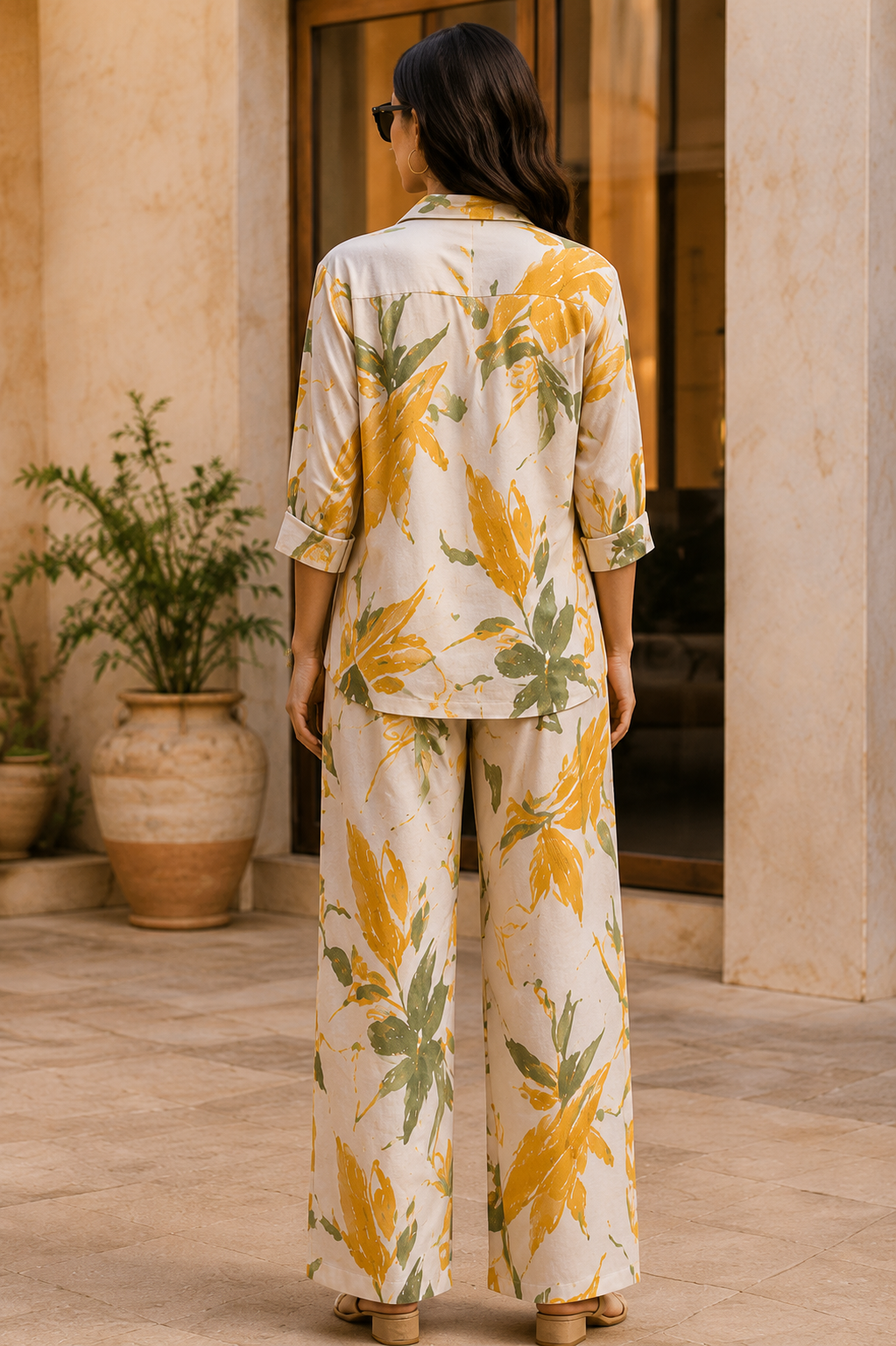 Sunflower Meadow Cotton Linen Co-Ord Set for Women