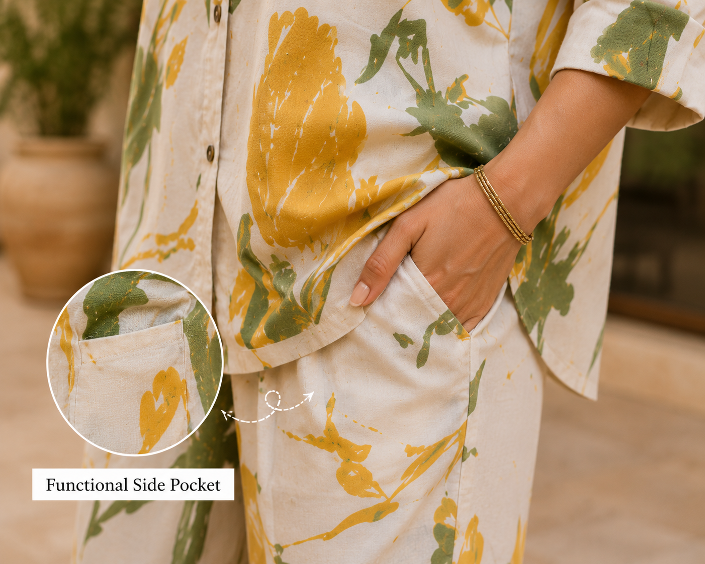 Sunflower Meadow Cotton Linen Co-Ord Set for Women