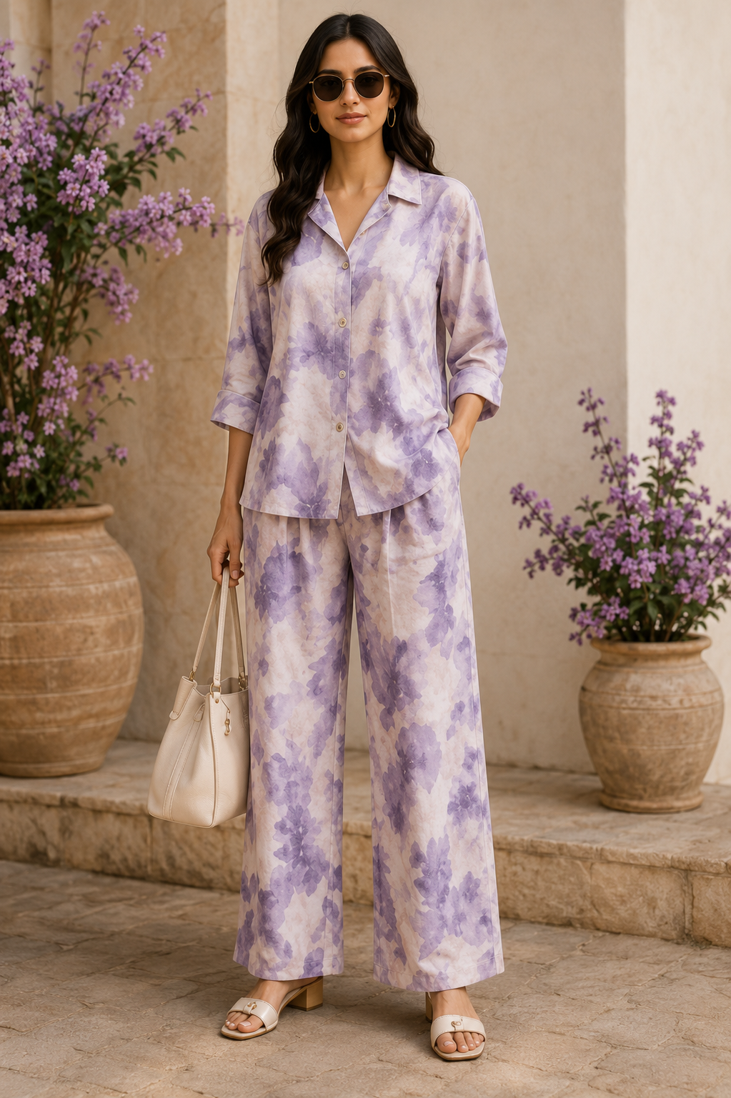 Soft Lilac Cotton Linen Co-Ord Set
