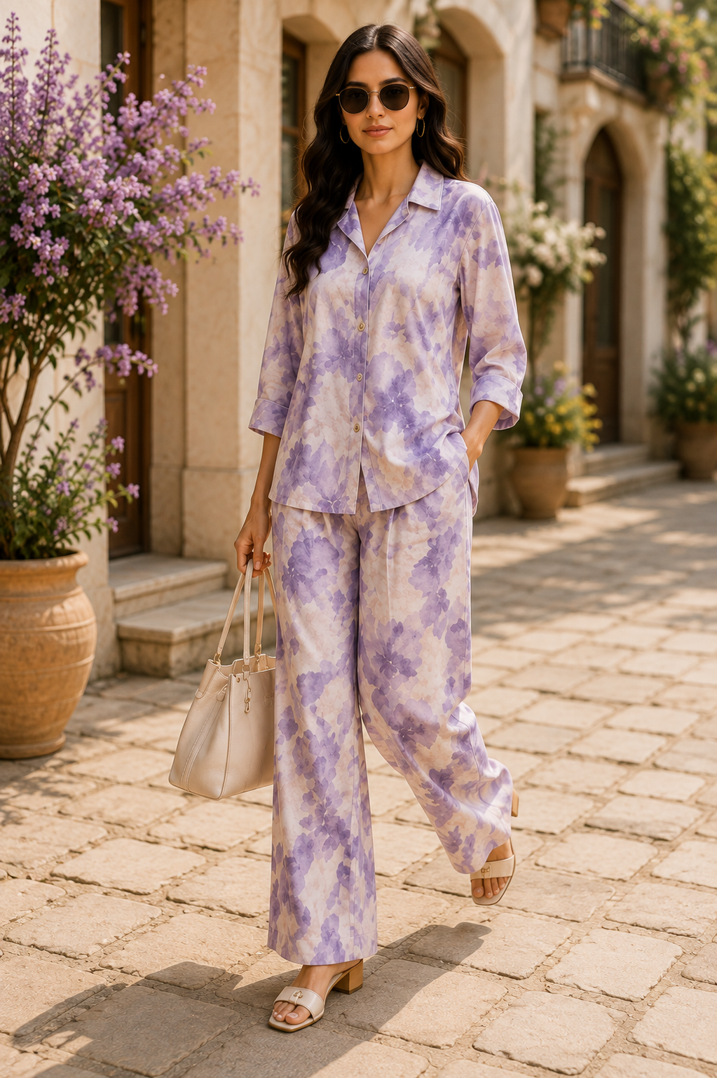 Soft Lilac Cotton Linen Co-Ord Set