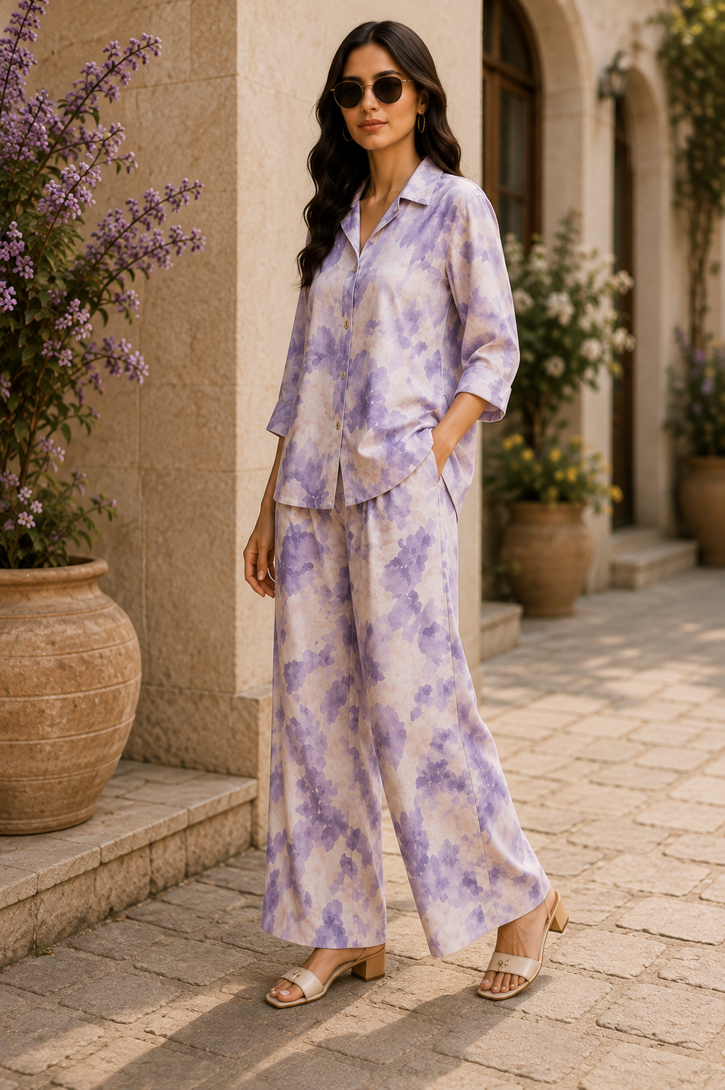 Soft Lilac Cotton Linen Co-Ord Set