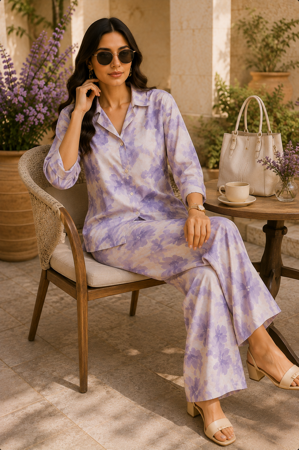 Soft Lilac Cotton Linen Co-Ord Set