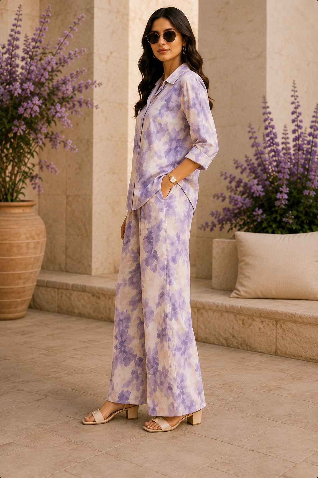 Soft Lilac Cotton Linen Co-Ord Set
