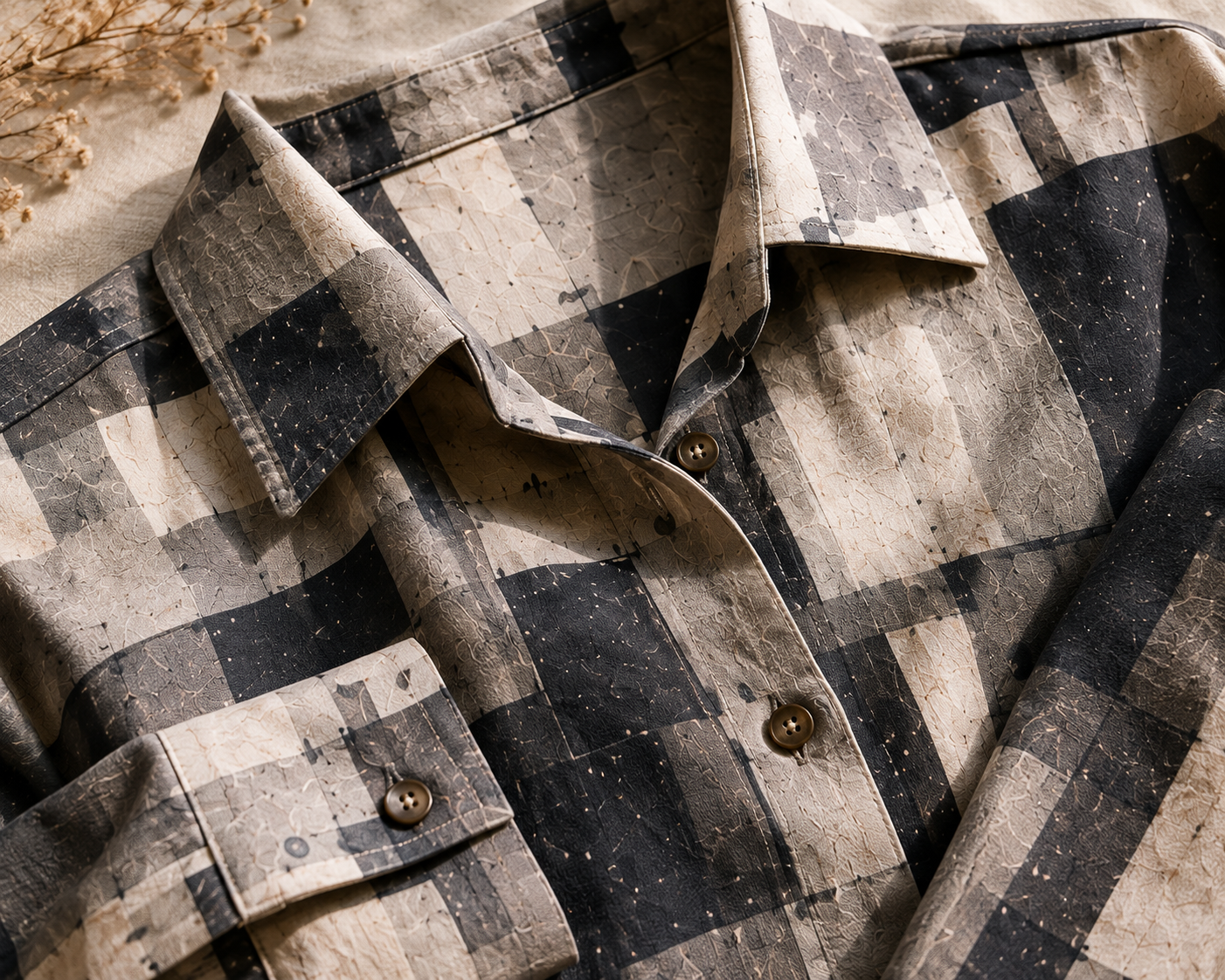 Monochrome Mosaic Cotton Linen Co-Ord Set for Women