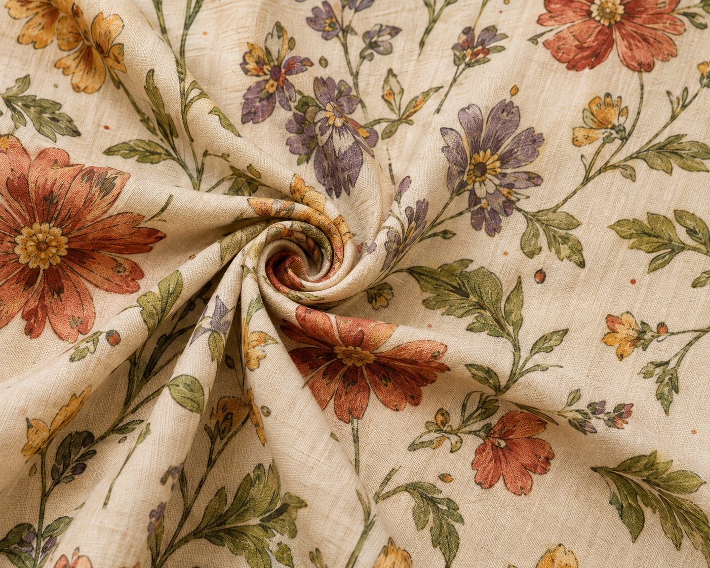 Rustic Floral Cotton Linen Co-Ord Set for Women