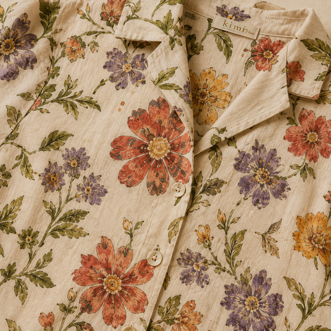 Rustic Floral Cotton Linen Co-Ord Set for Women