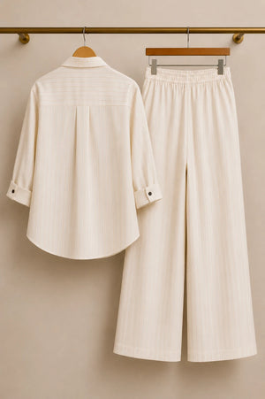 Pinstripe Poise Cream Pinstripe Co-Ord Set – Back View