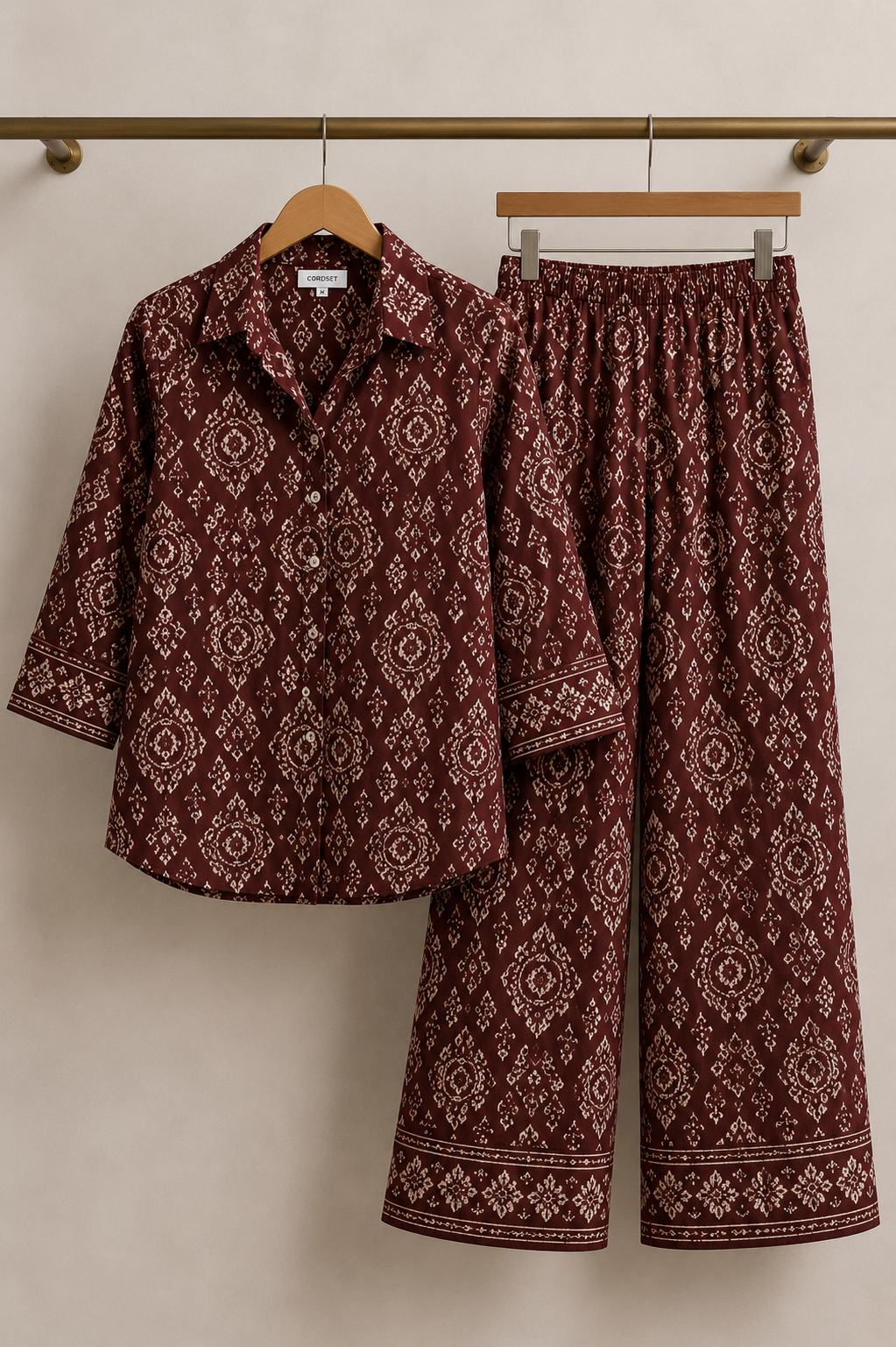 MAROON AJRAKH INSPIRED Cotton Co-Ord Set for Women