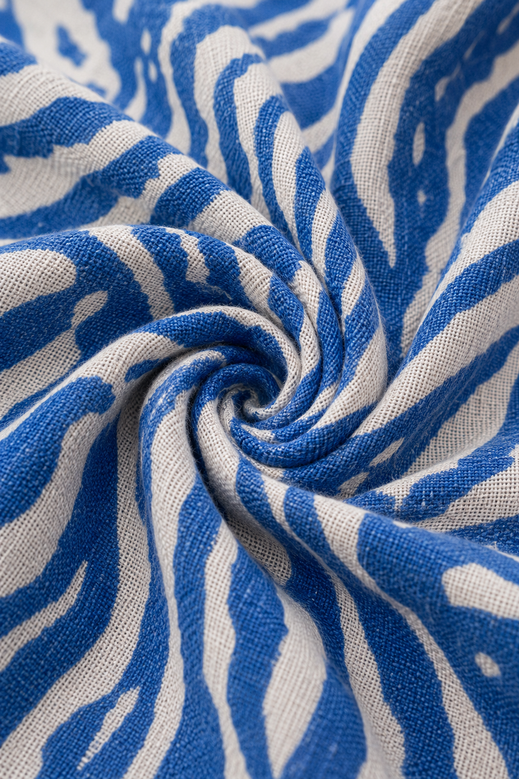 Ocean Waves Blue Abstract Print Cotton Linen Co-Ord Set