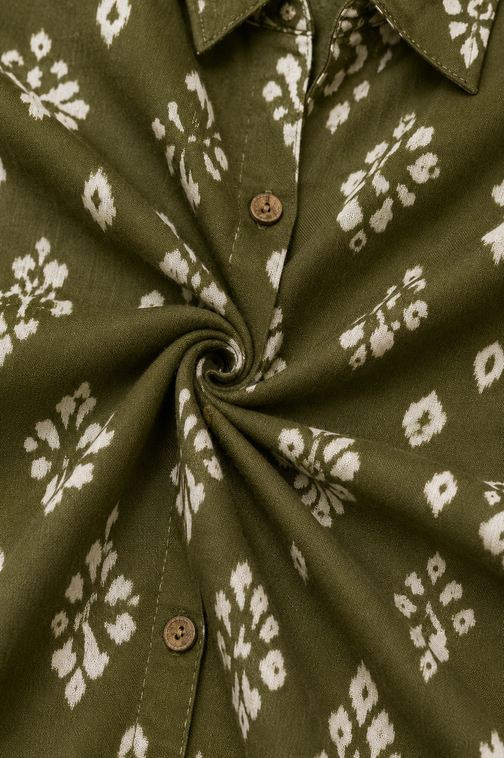 Olive Dabu Cotton Co-Ord Set for Women