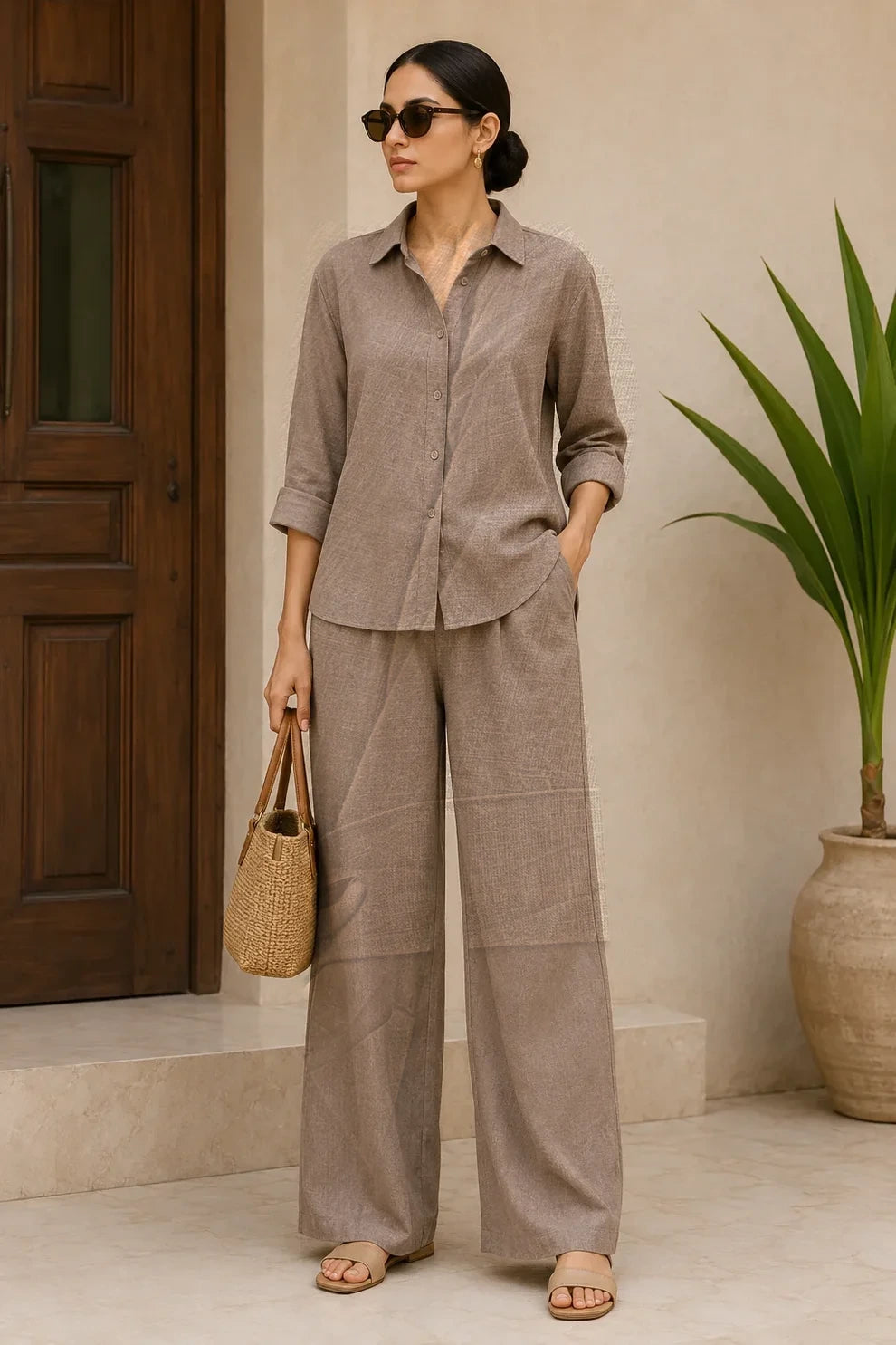 Taupe Greige Premium Co-ord Set For Women