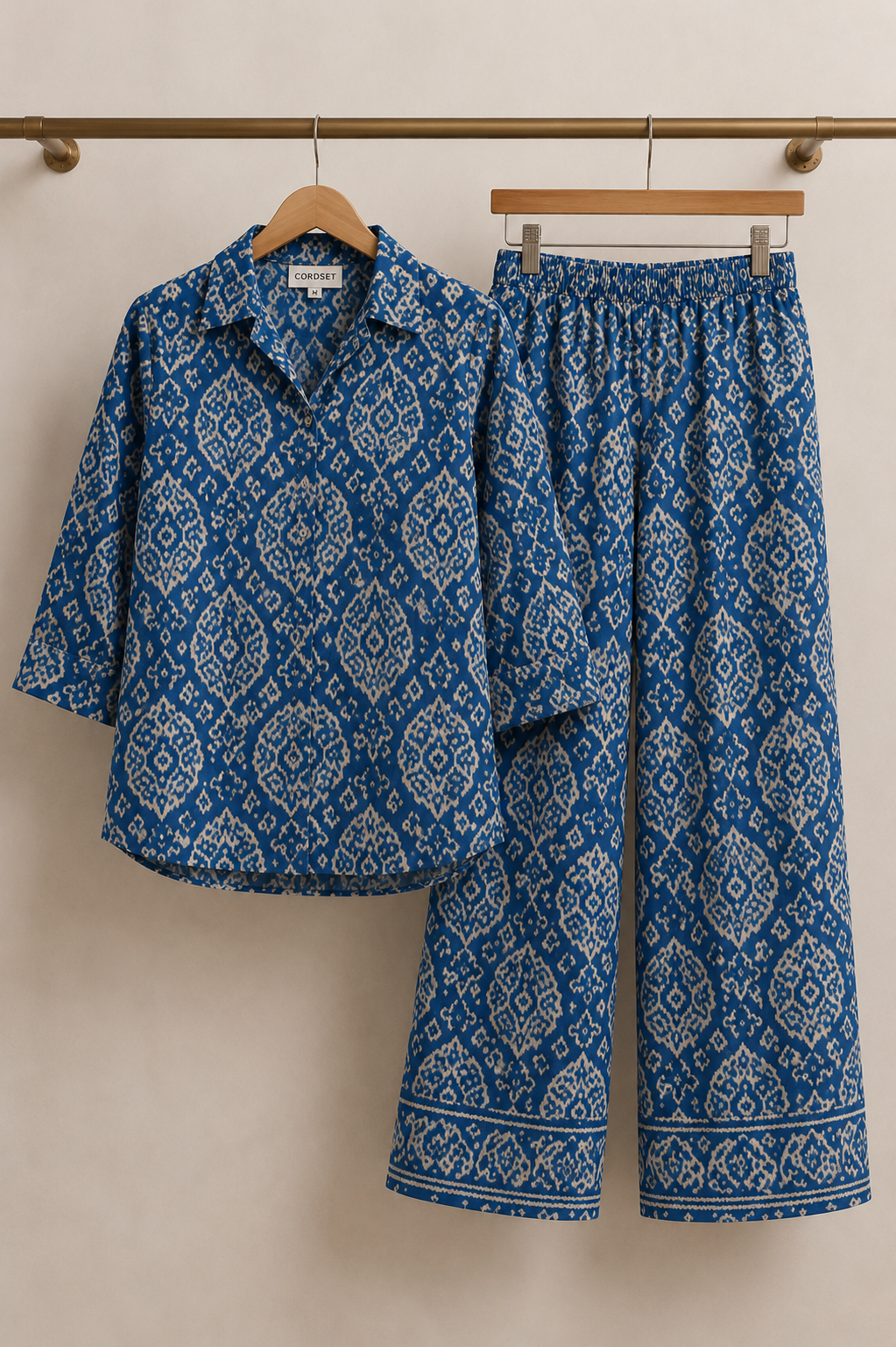 Blue Paisley Cotton Co-Ord Set for Women