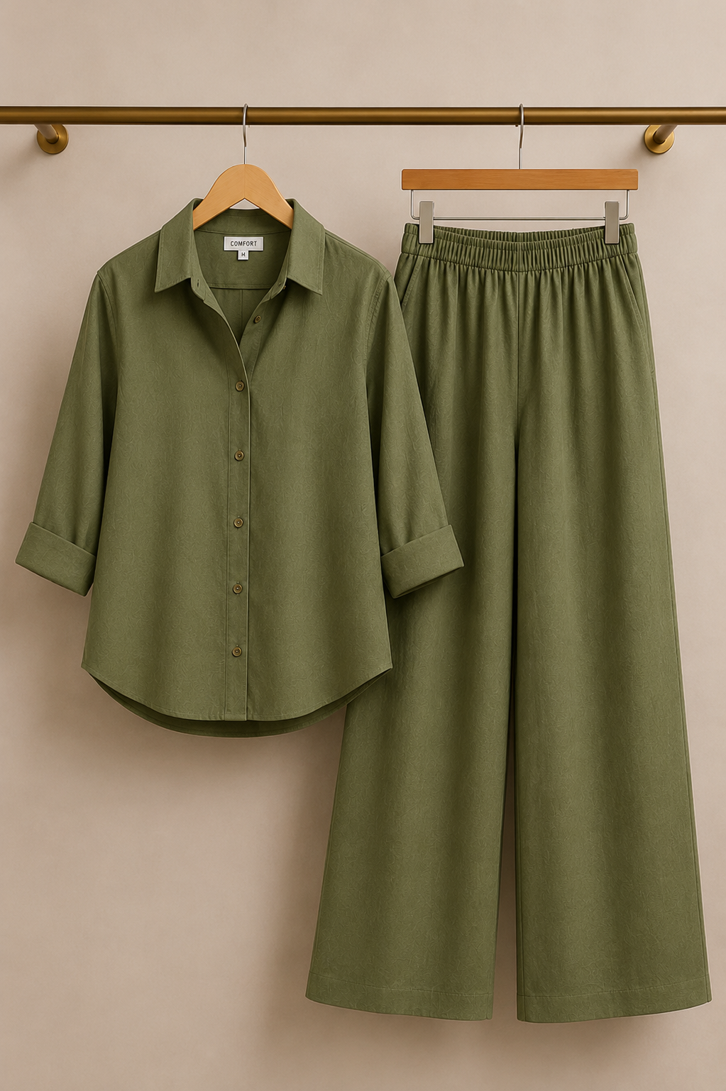 SOLID STATEMENT Olive Cotton Linen Co-ord Set
