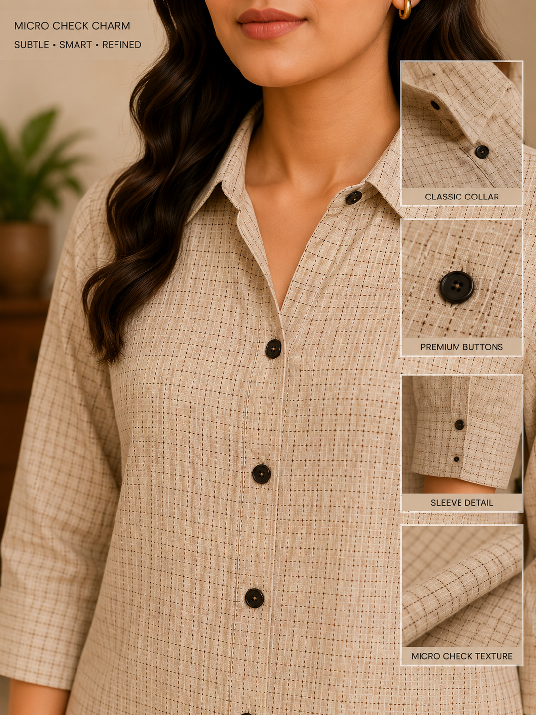 MICRO CHECK CHARM Cotton Blend Co-Ord Set