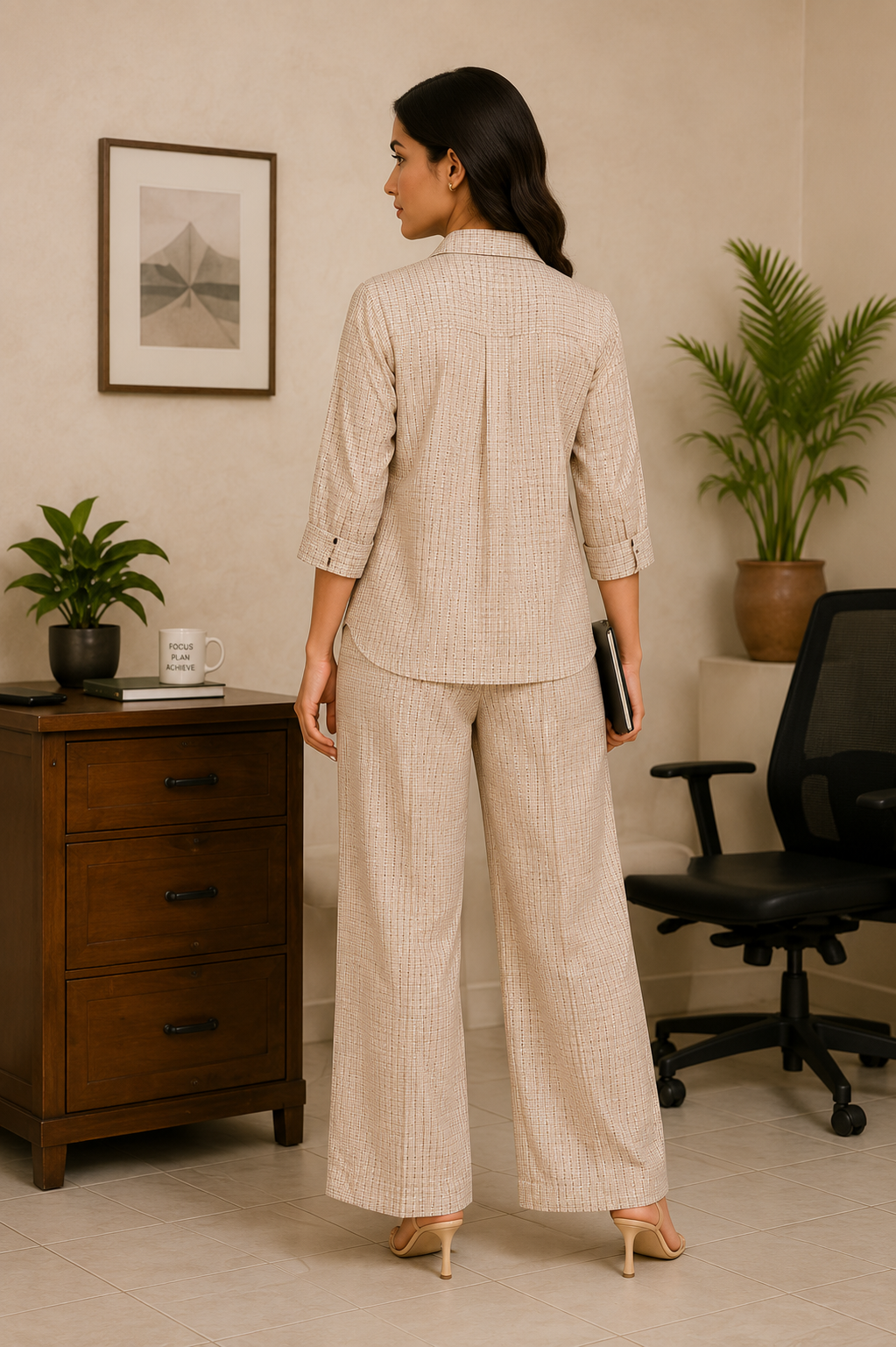 MICRO CHECK CHARM Cotton Blend Co-Ord Set