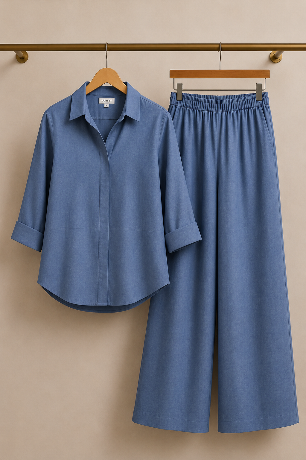 HIDDEN PLACKET Premium Cotton Blend Co-Ord Set