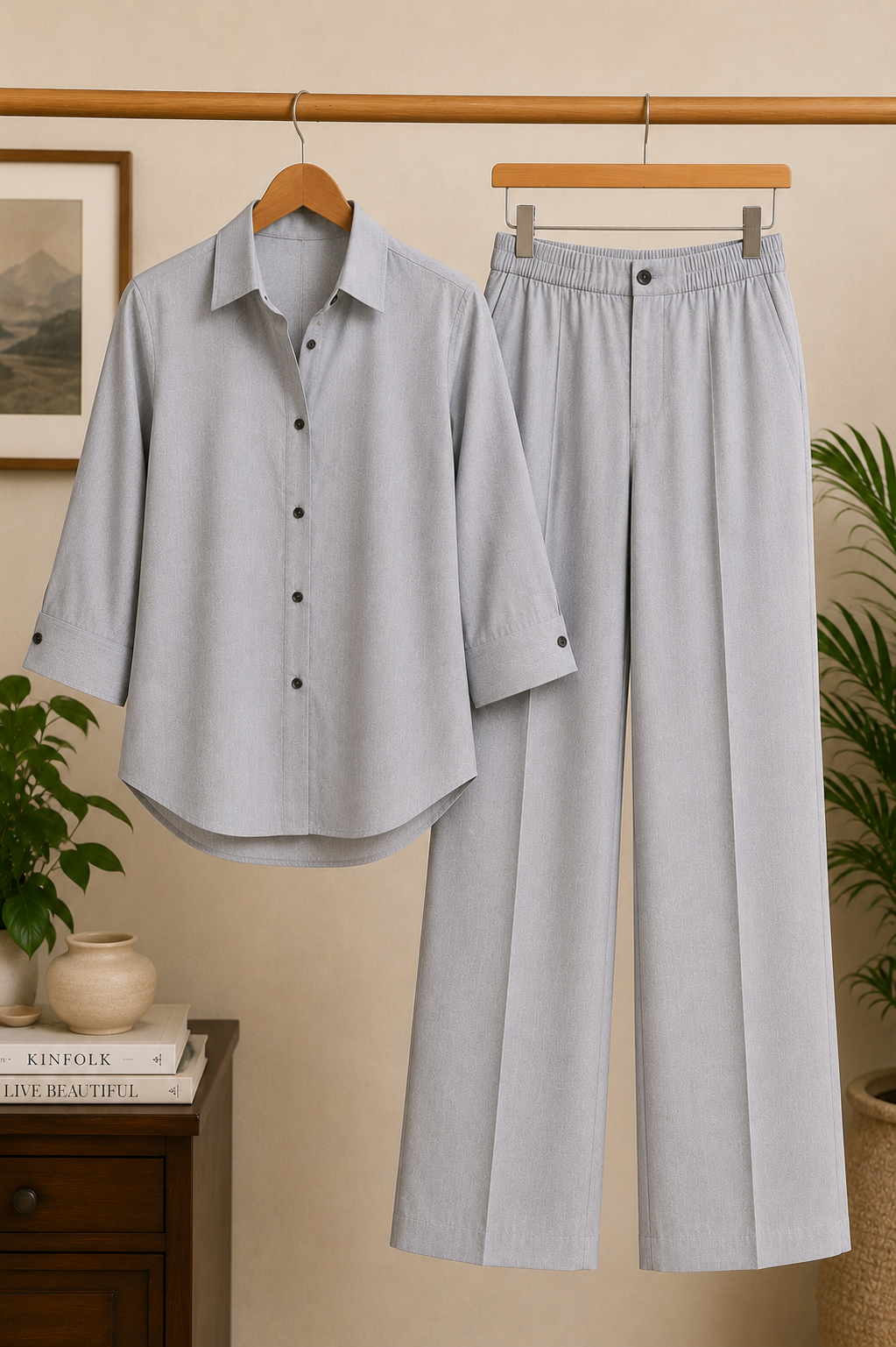 STRAIGHT FIT ELEGANCE Cotton Blend Co-Ord Set for Women