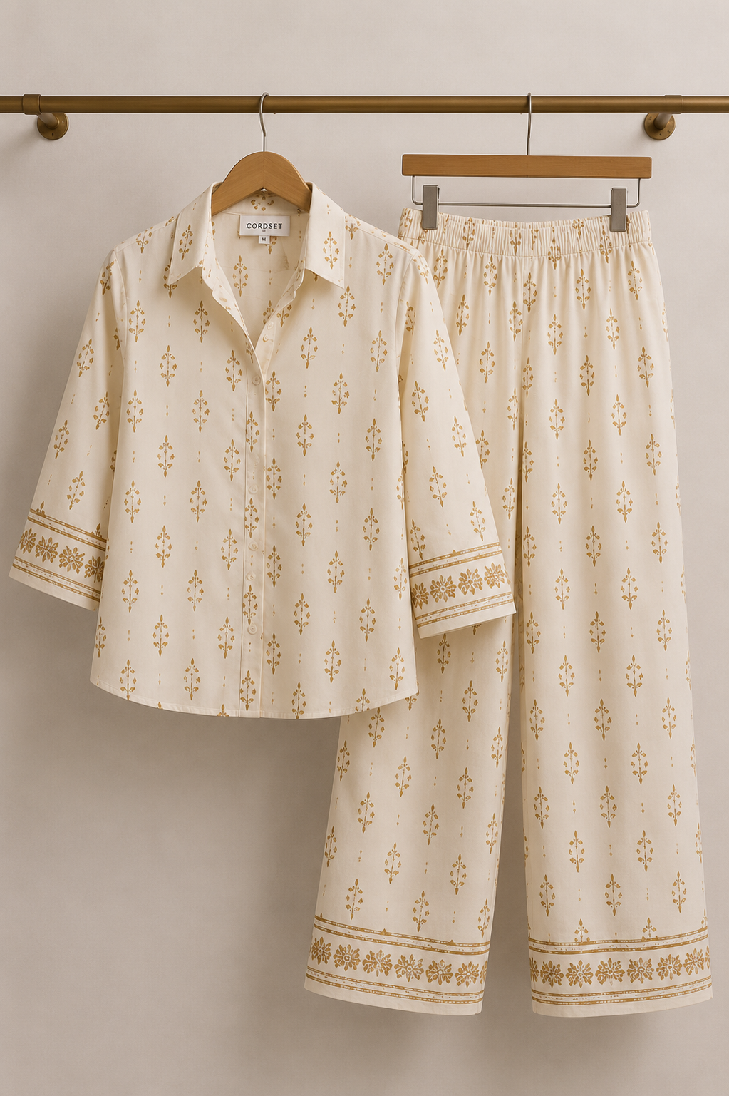 Ivory Booti Cotton Co-Ord Set for Women