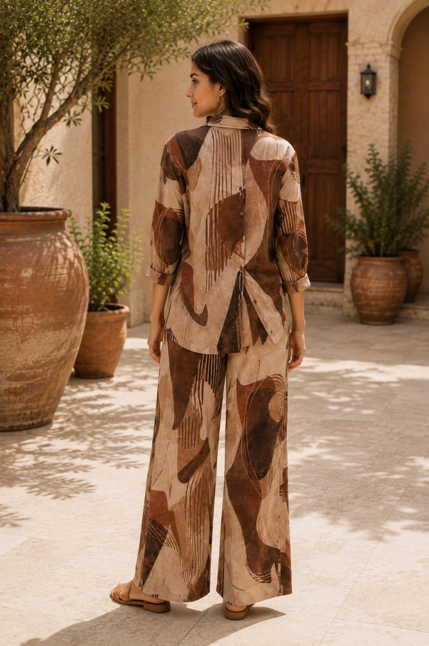 Cocoa Canvas Cotton Linen Co-Ord Set for Women