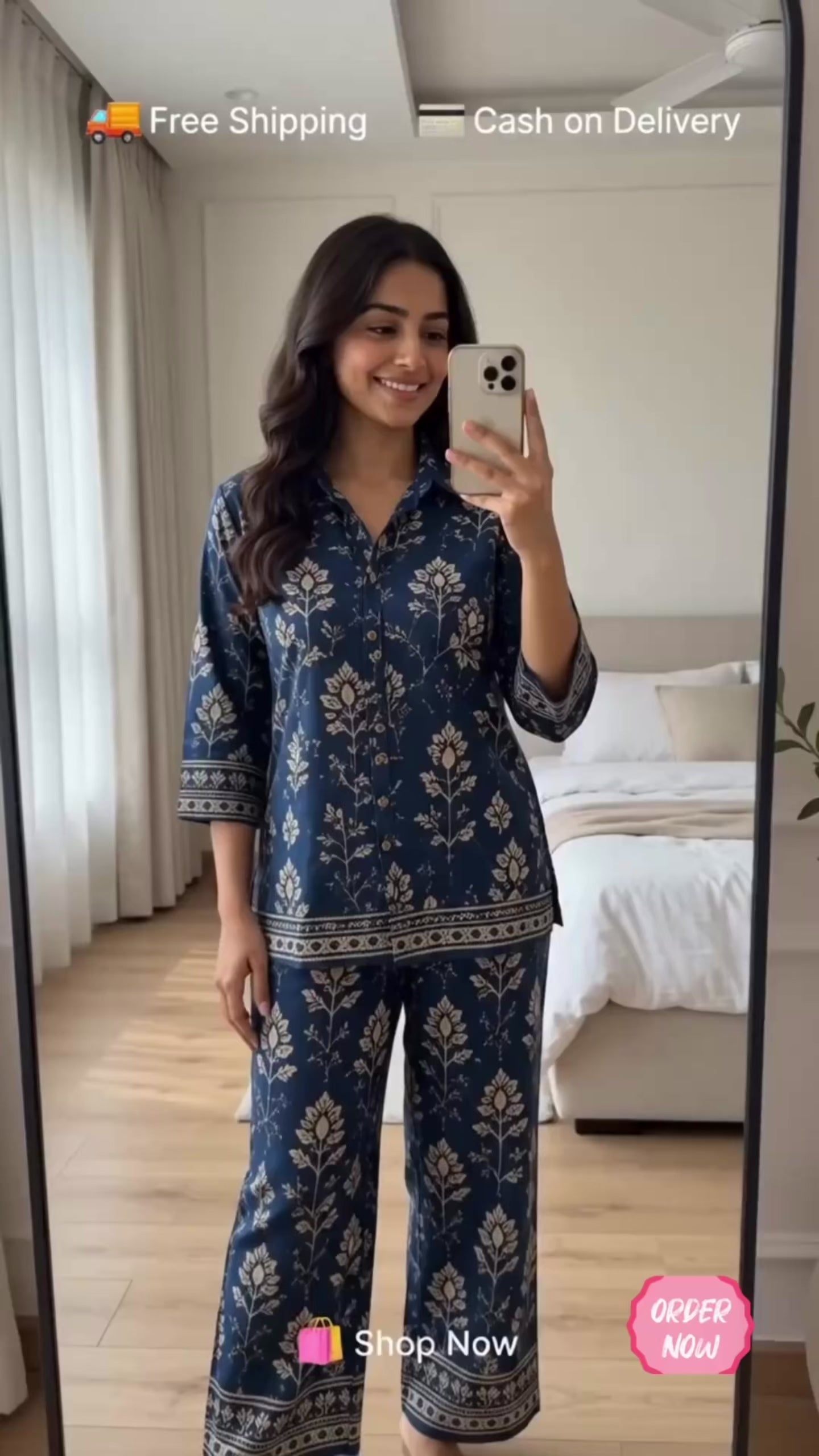 Indigo Bagru Floral Premium Cotton Flex Co-Ord Set