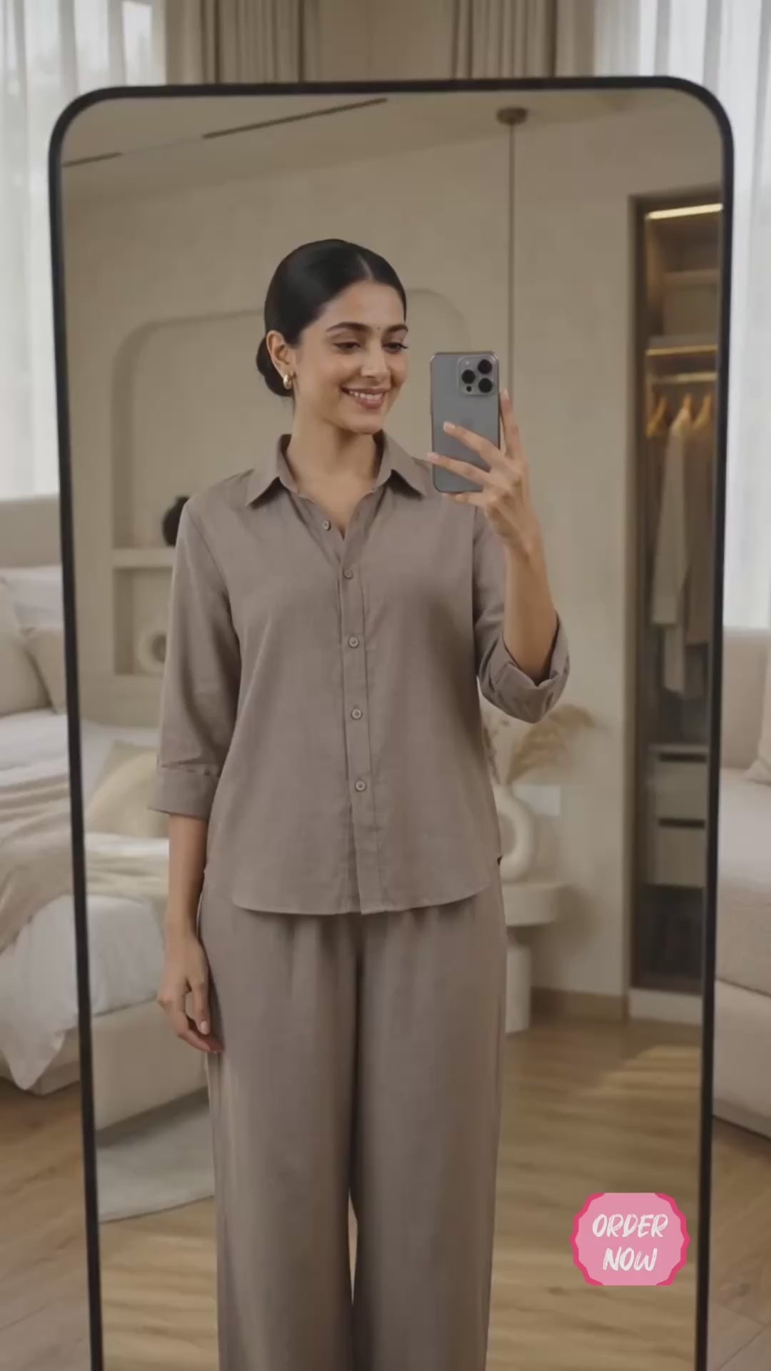 TAUPE GREIGE Premium Linen Co-Ord Set for Women