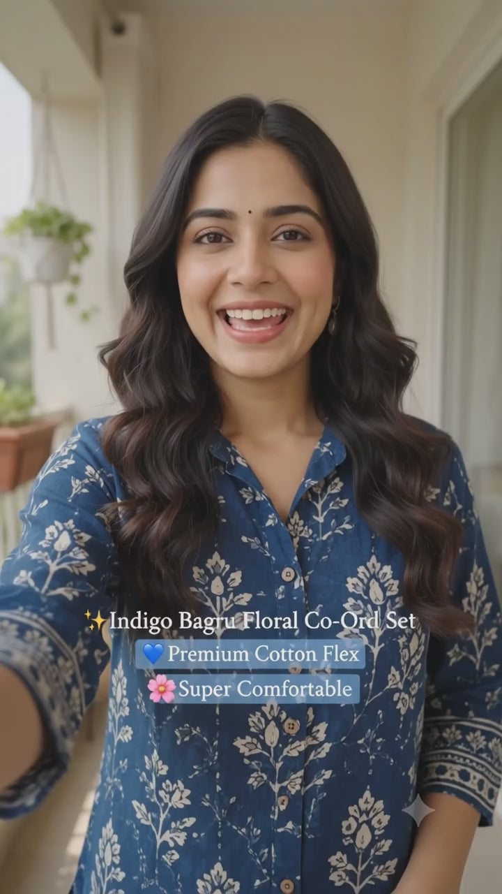 Indigo Bagru Floral Premium Cotton Flex Co-Ord Set