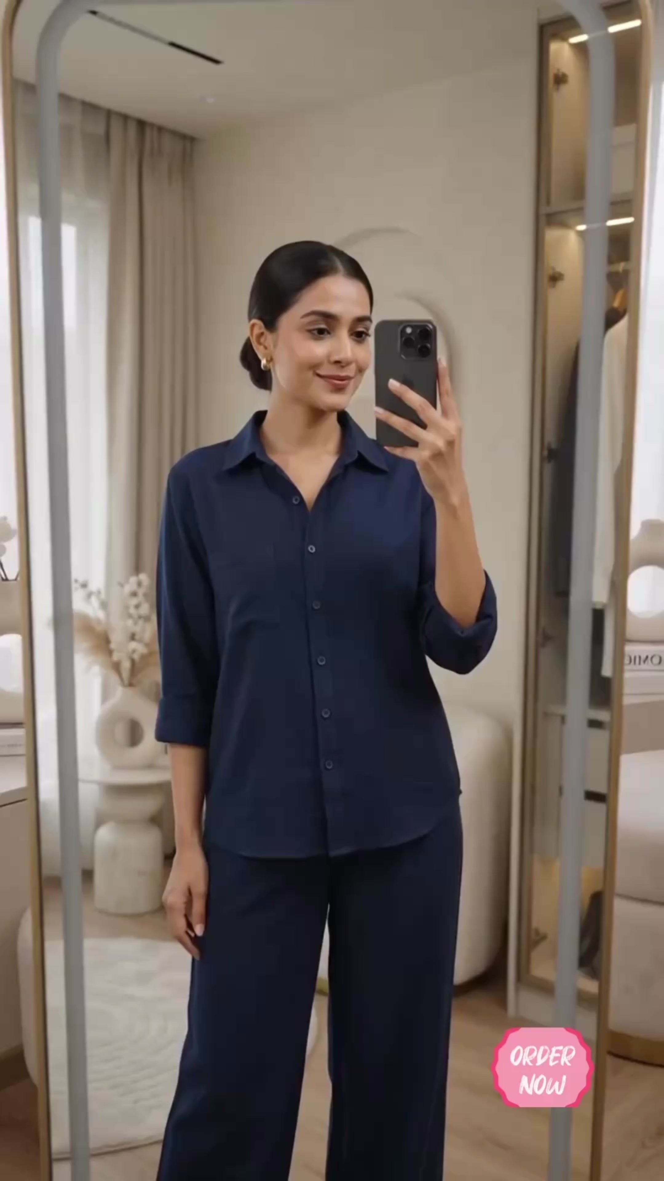 DEEP NAVY Premium Linen Co-Ord Set for Women
