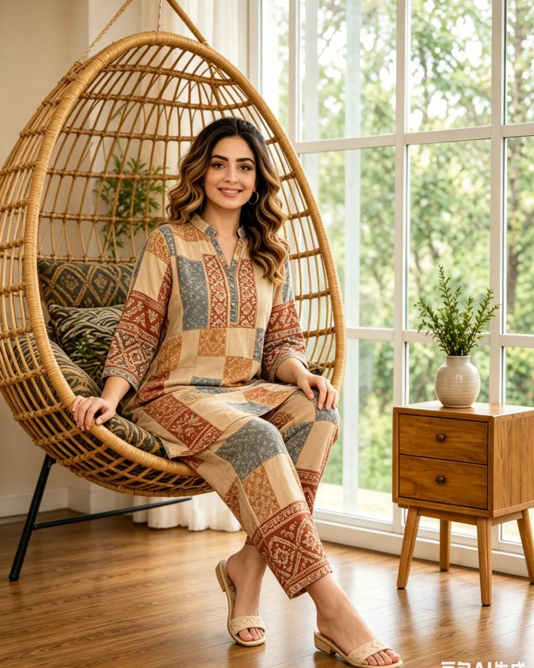 Bohemian Patchwork Kalamkari Cotton Co-Ord Set