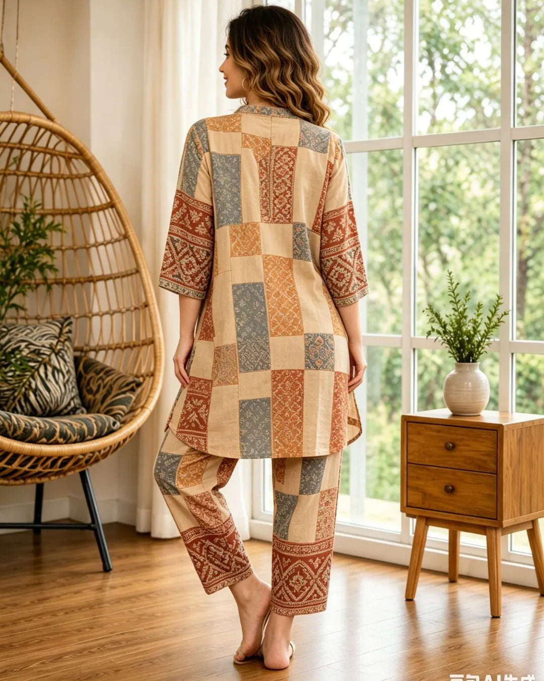 Bohemian Patchwork Kalamkari Cotton Co-Ord Set