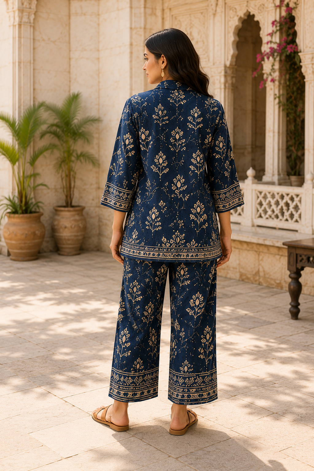Indigo Bagru Floral Premium Cotton Flex Co-Ord Set