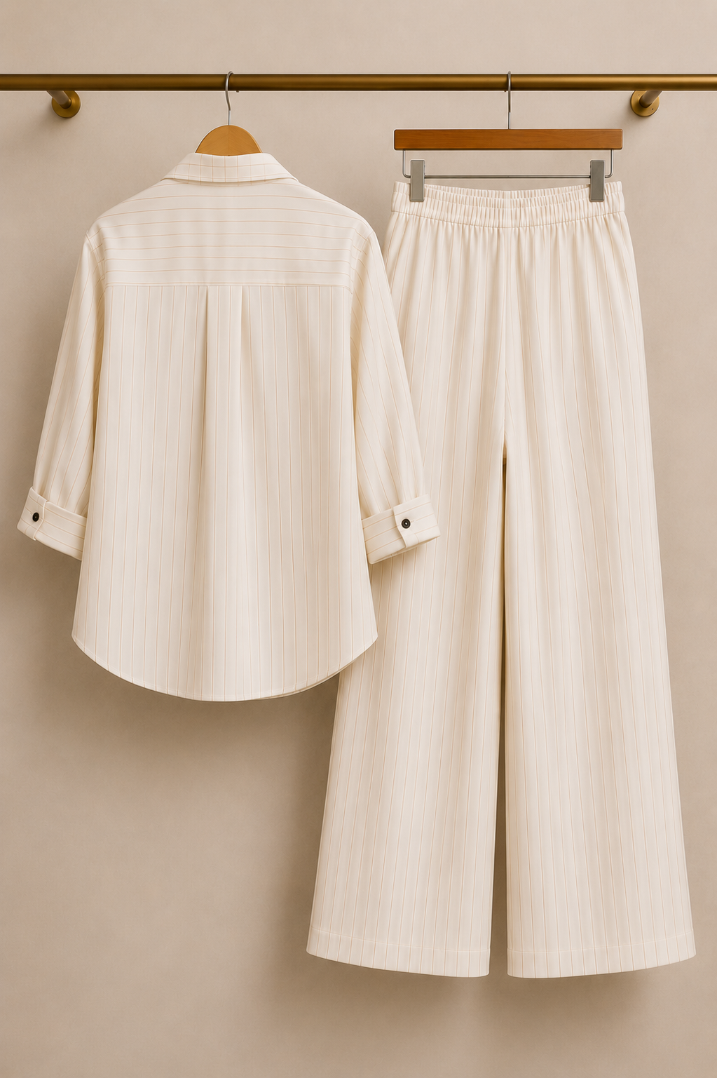 PINSTRIPE POISE Cream Pinstripe Co-Ord Set