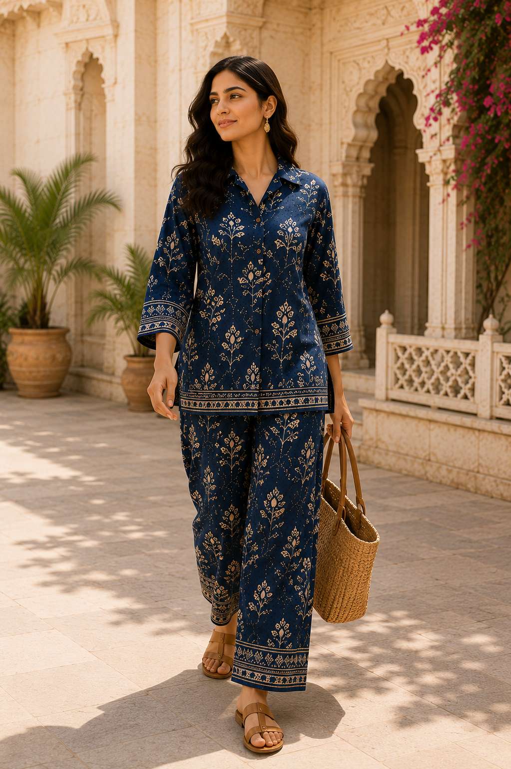 Indigo Bagru Floral Premium Cotton Flex Co-Ord Set